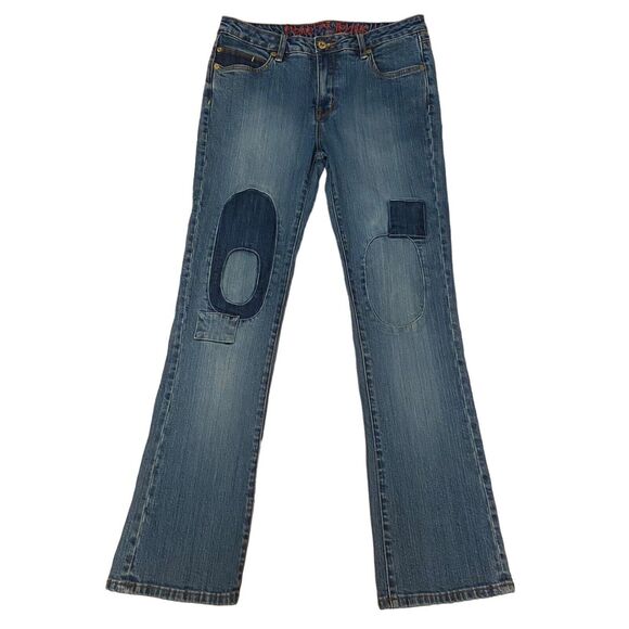 Pepe London 73 Patchwork Flared Jeans Women Size 30 x 31 Blue Denim Vintage Y2K - Picture 1 of 13